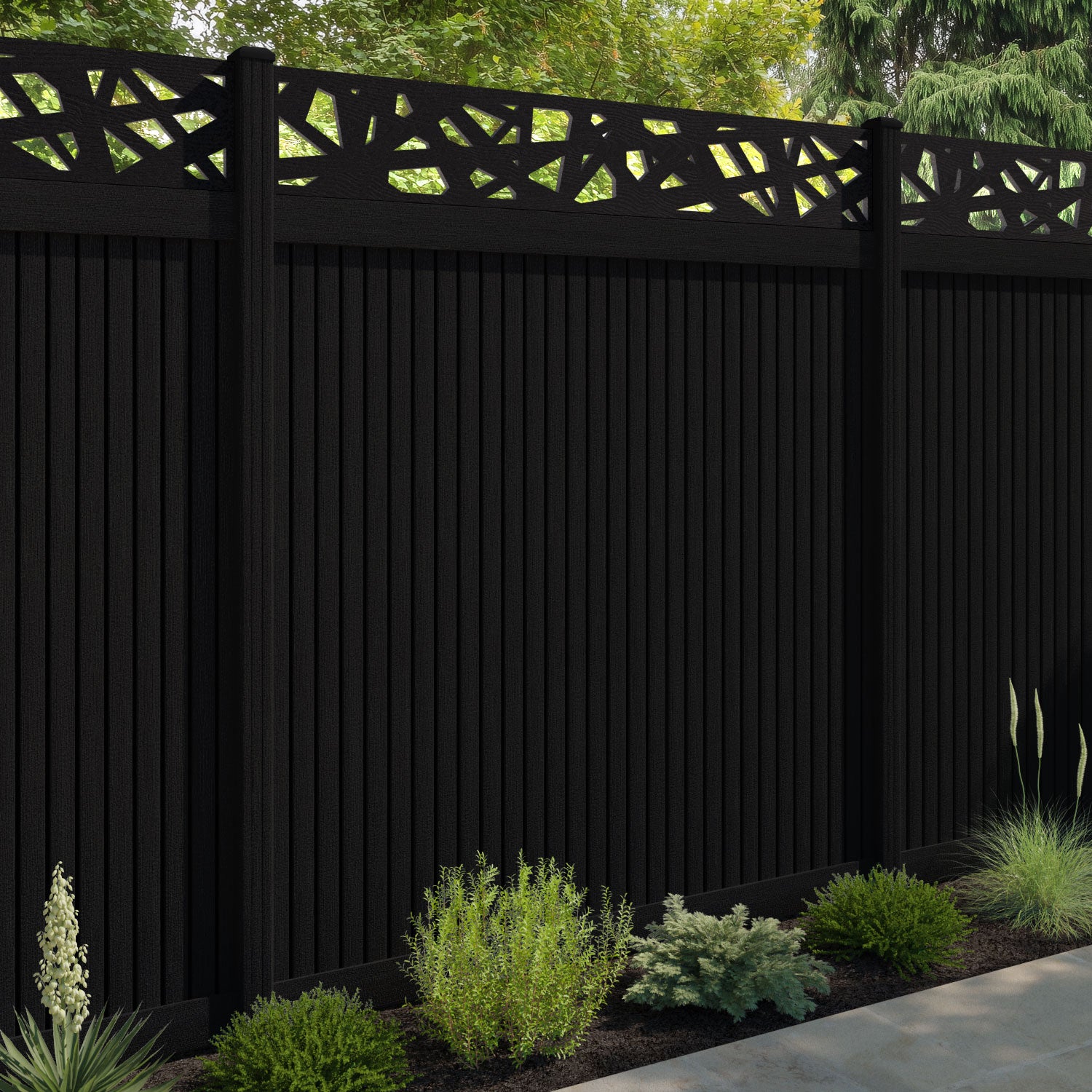 Virtis Prism Fence Panel - Black - with our composite posts