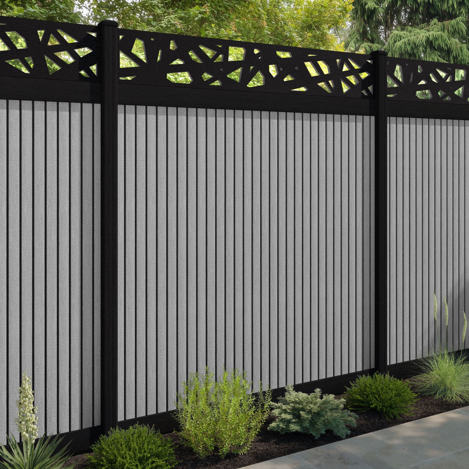 Virtis Prism Fence Panel - Light Grey - with our composite posts