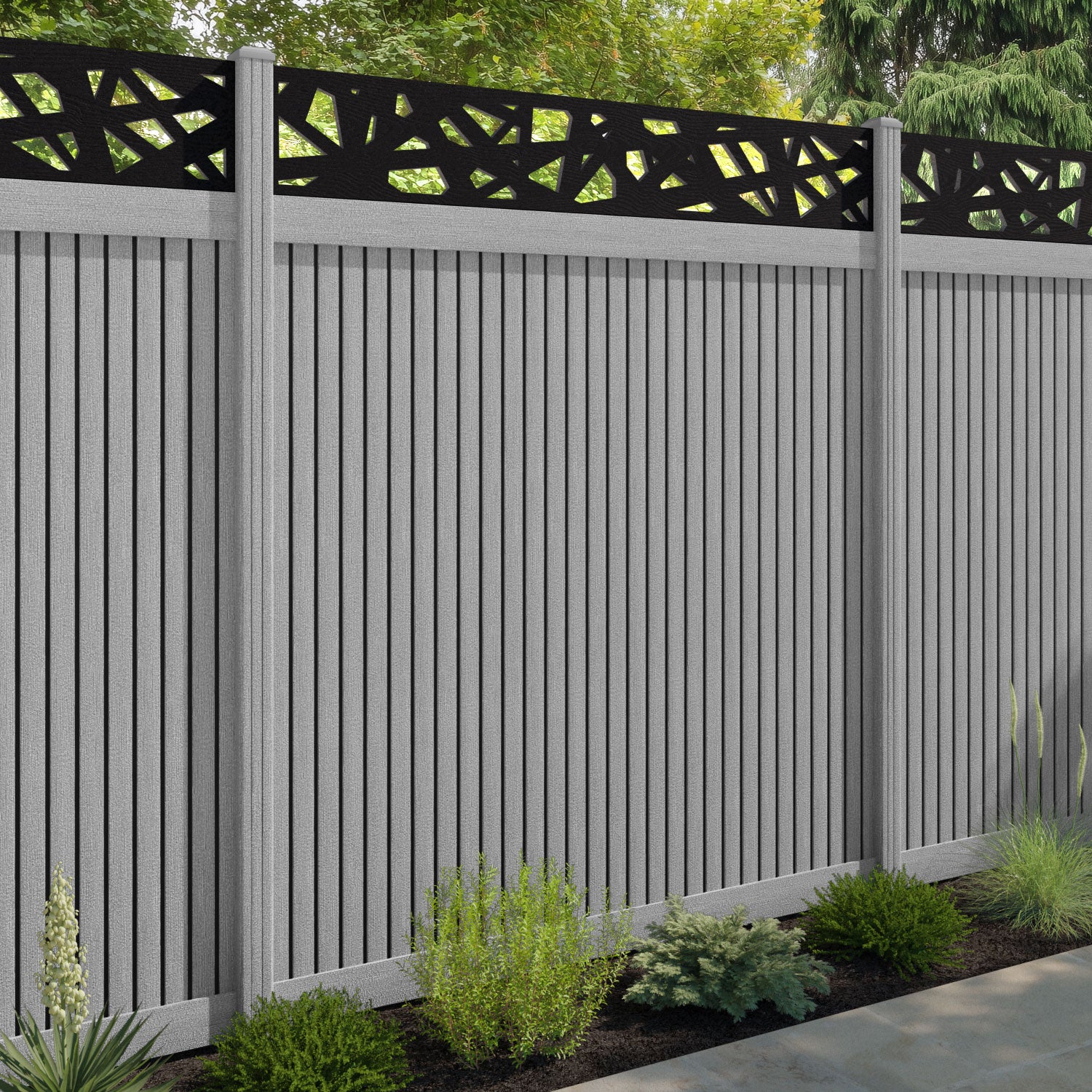 Virtis Prism Fence Panel - Light Grey - with our composite posts