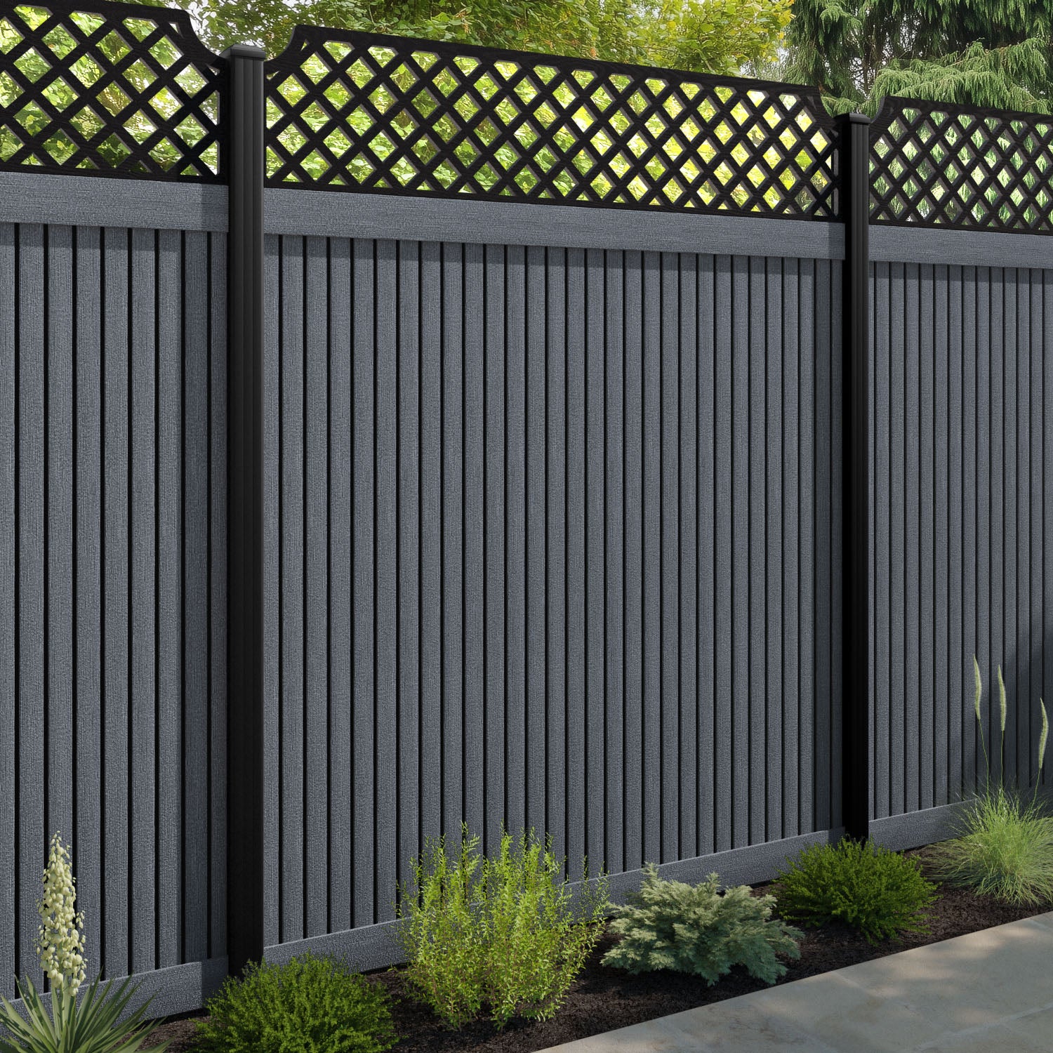 Virtis Regal Hive Fence Panel - Anthracite - with our composite posts