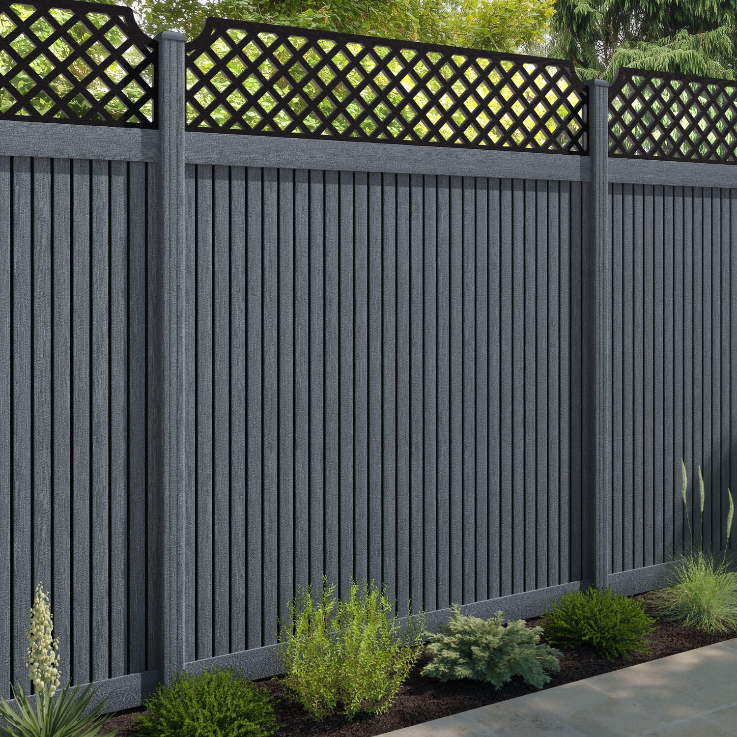 Virtis Regal Hive Fence Panel - Anthracite - with our composite posts