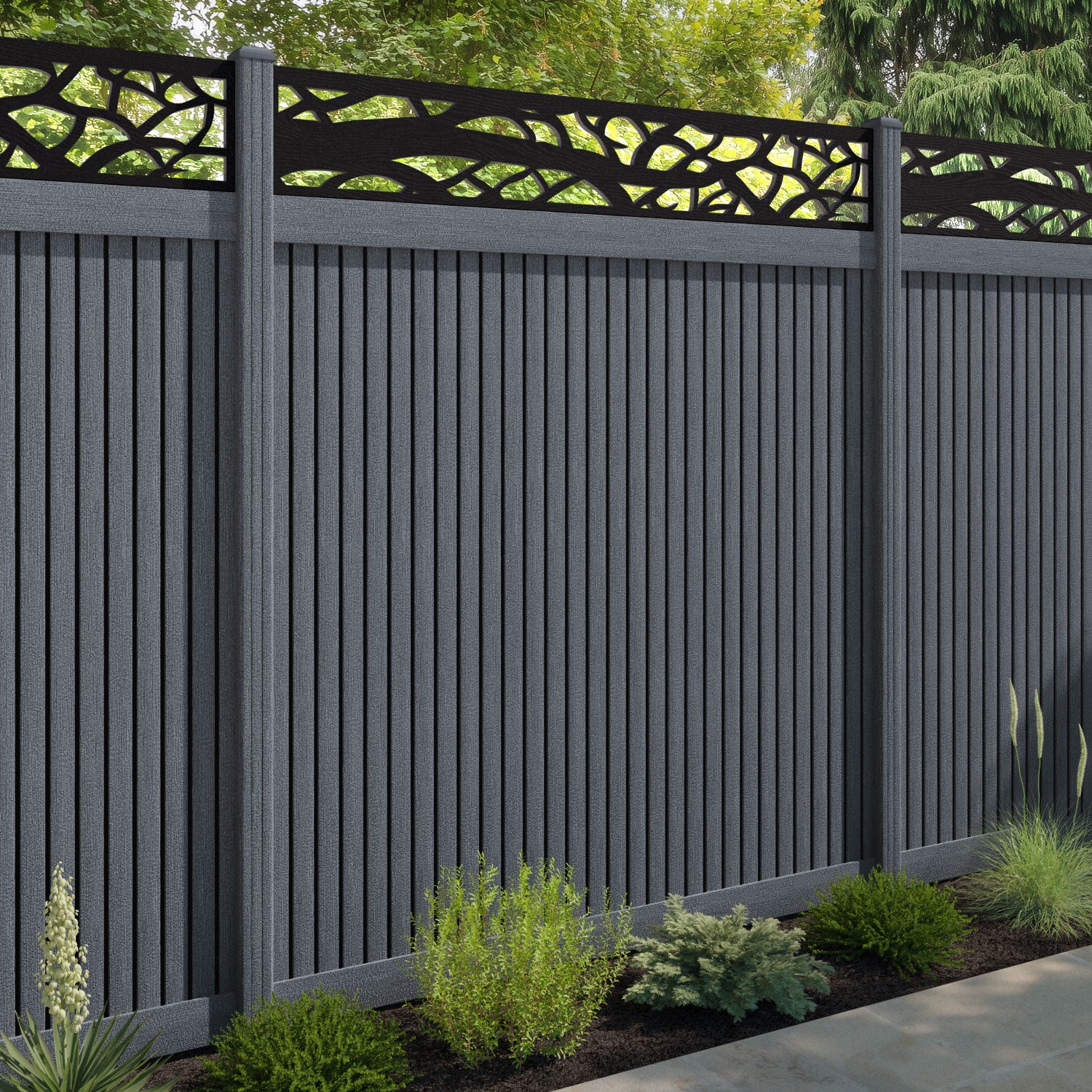Virtis Twilight Fence Panel - Anthracite - with our composite posts
