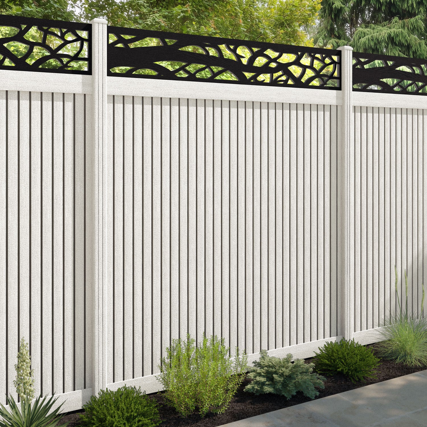 Virtis Twilight Fence Panel - Light Stone - with our composite posts