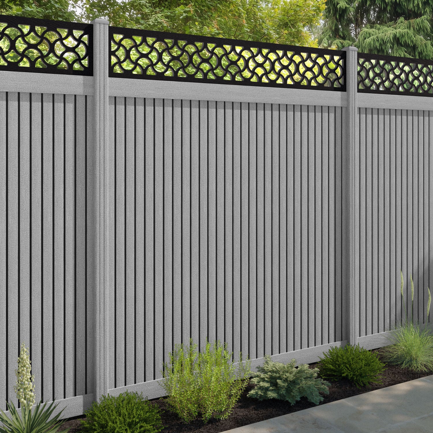 Virtis Vida Fence Panel - Light Grey - with our composite posts
