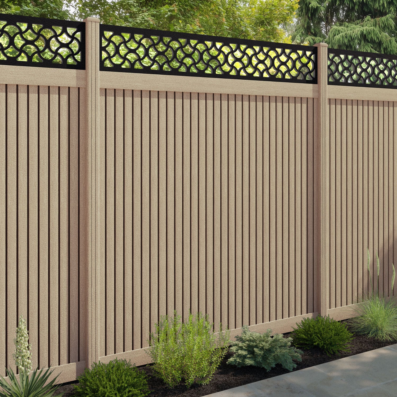 Virtis Vida Fence Panel - Light Oak - with our composite posts