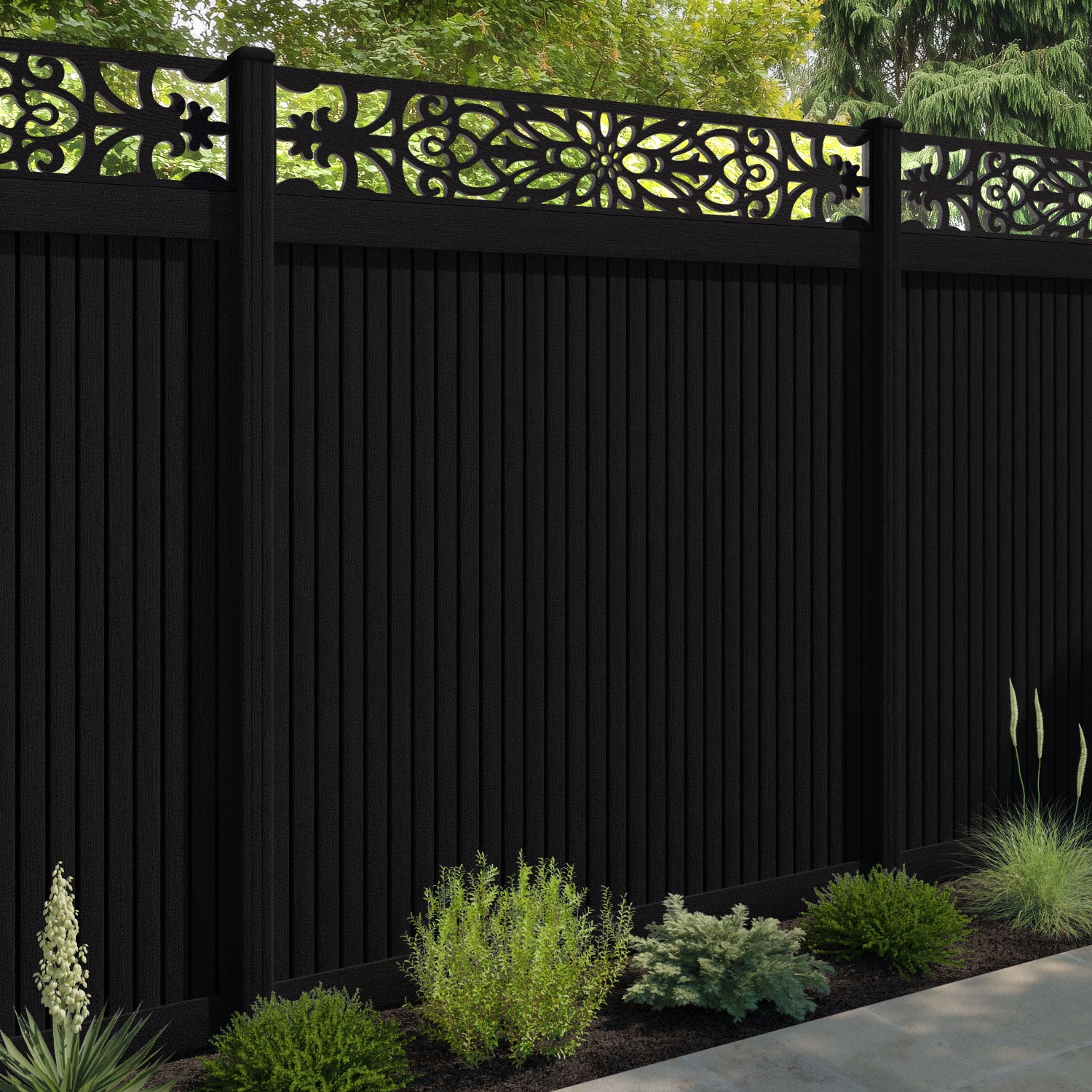 Virtis Windsor Fence Panel - Black - with our composite posts