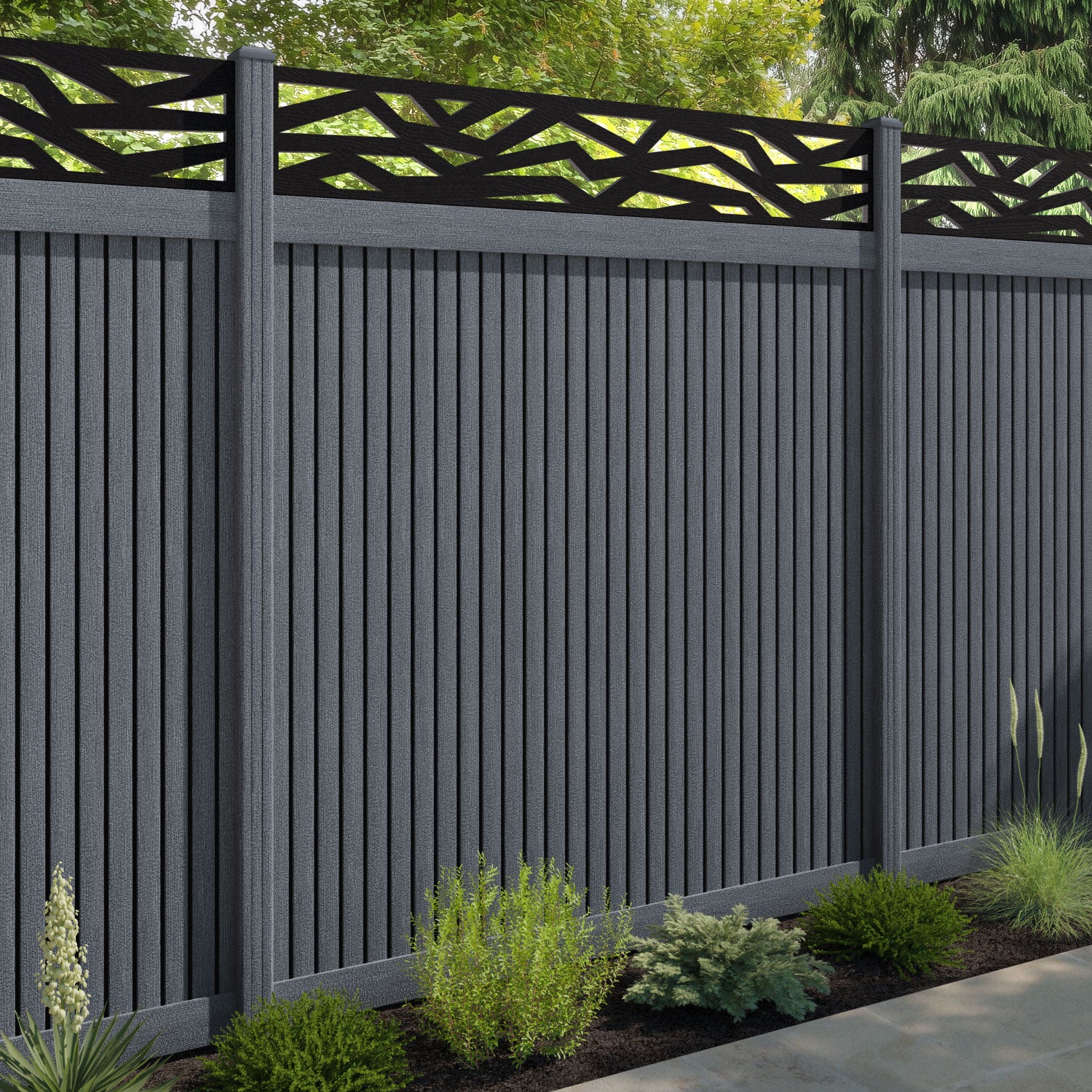 Virtis Zenith Fence Panel - Anthracite - with our composite posts