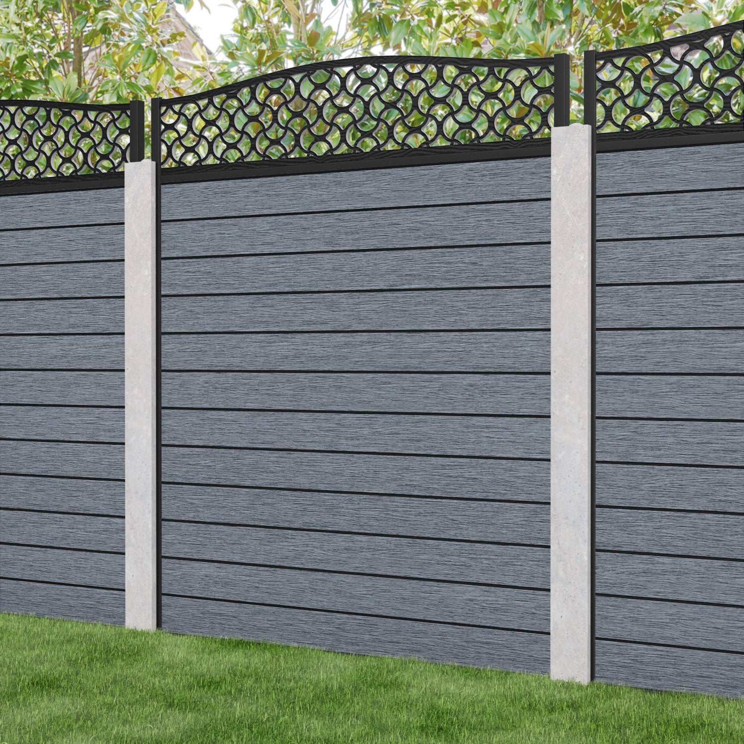 Fusion Vida Curved Top Fence Panel - Anthracite - for existing concrete posts