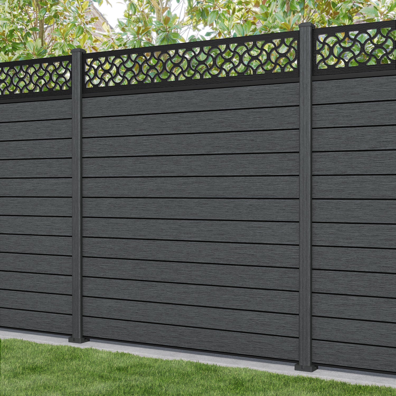 Fusion Vida Fence Panel - Dark Grey - with our composite posts