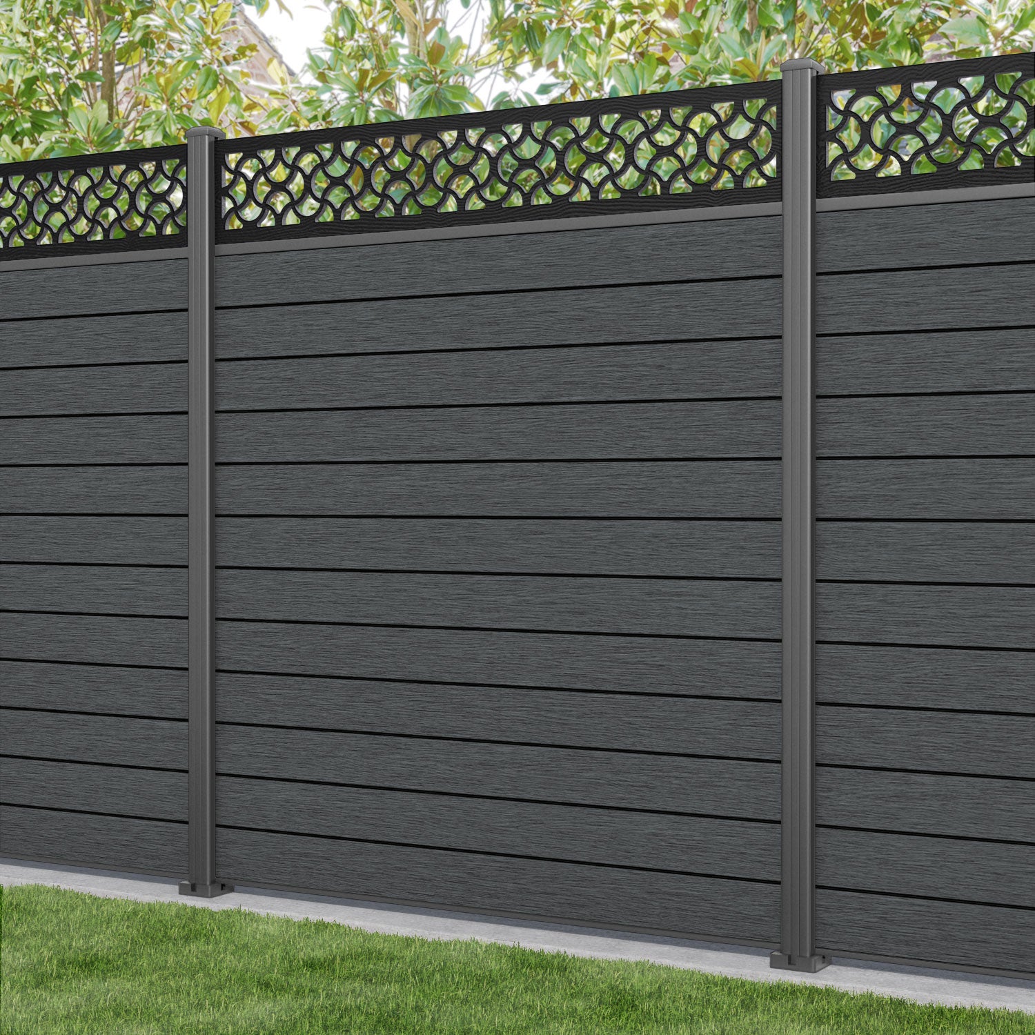Fusion Vida Fence Panel - Dark Grey - with our aluminium posts