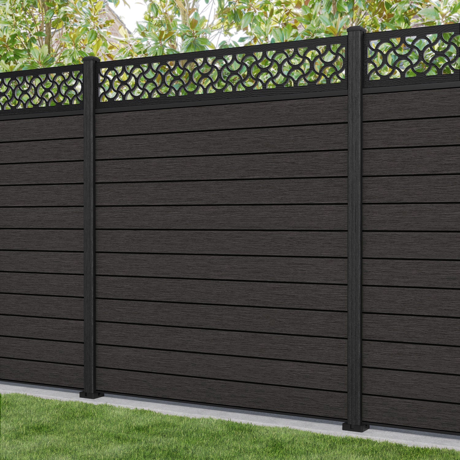 Fusion Vida Fence Panel - Dark Oak - with our composite posts
