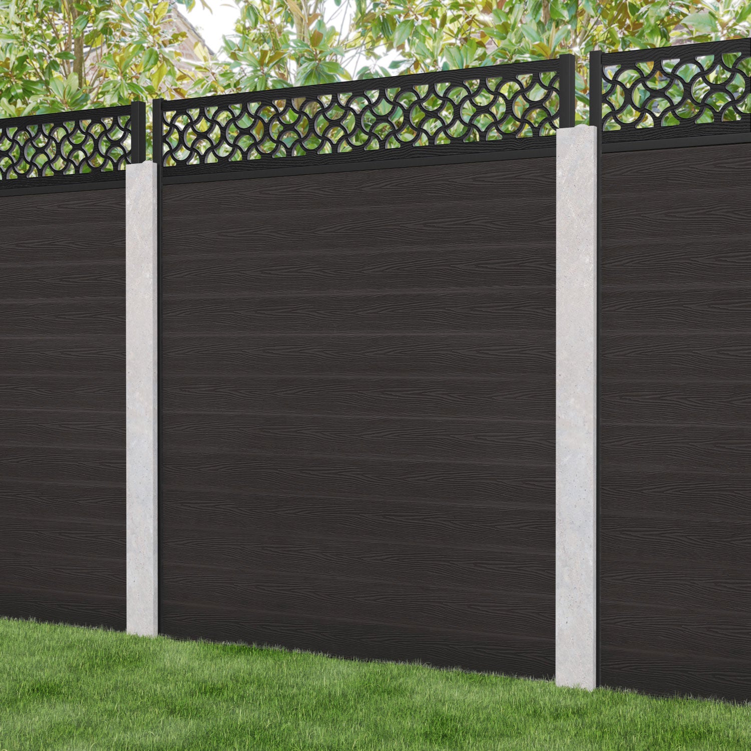 Classic Vida Fence Panel - Dark Oak - for existing concrete posts