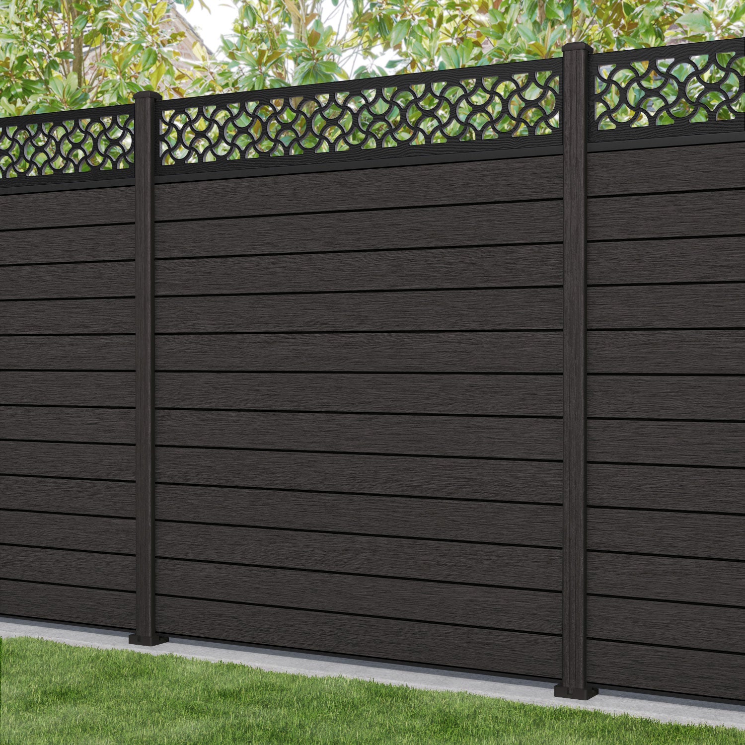 Fusion Vida Fence Panel - Dark Oak - with our composite posts