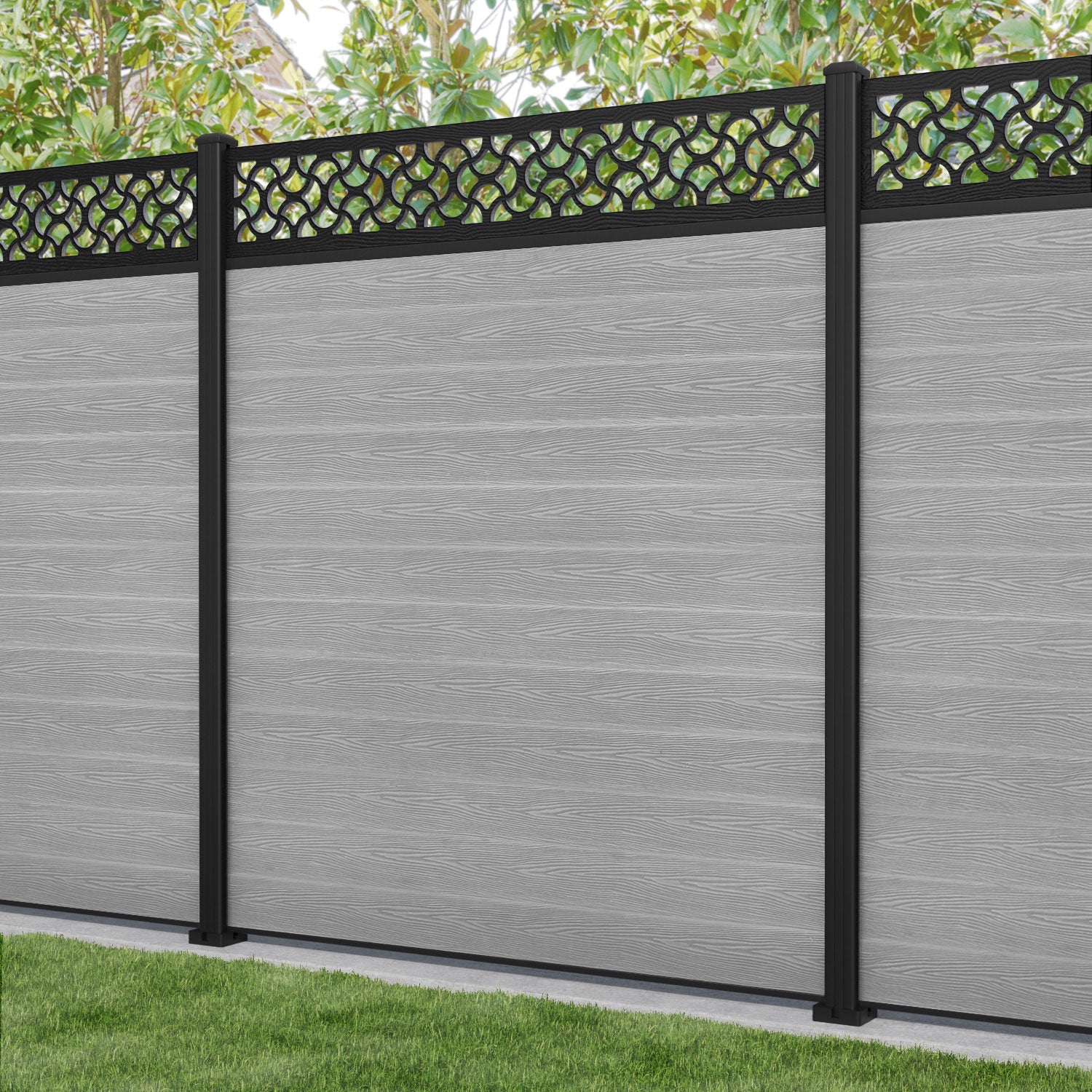 Classic Vida Fence Panel - Light Grey - with our aluminium posts