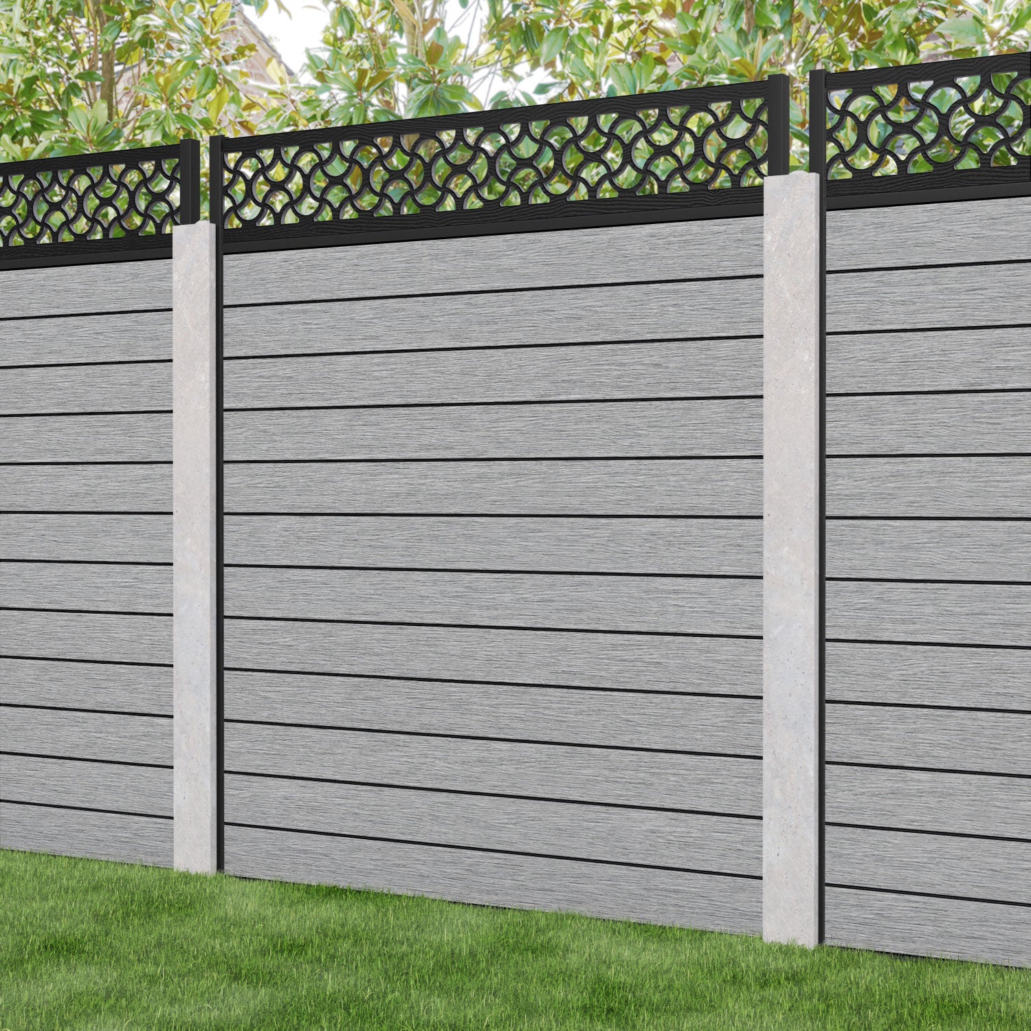 Fusion Vida Fence Panel - Light Grey - for existing concrete posts