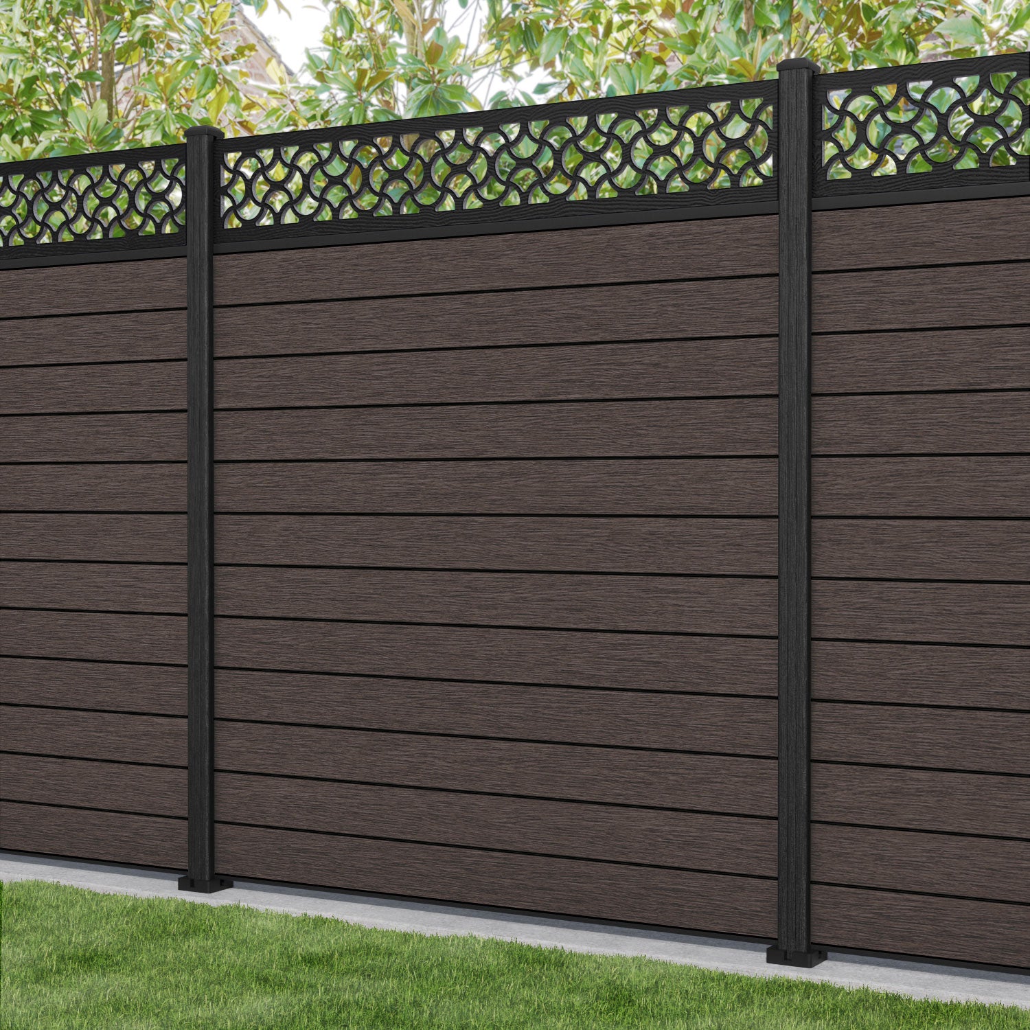 Fusion Vida Fence Panel - Mid Brown - with our composite posts