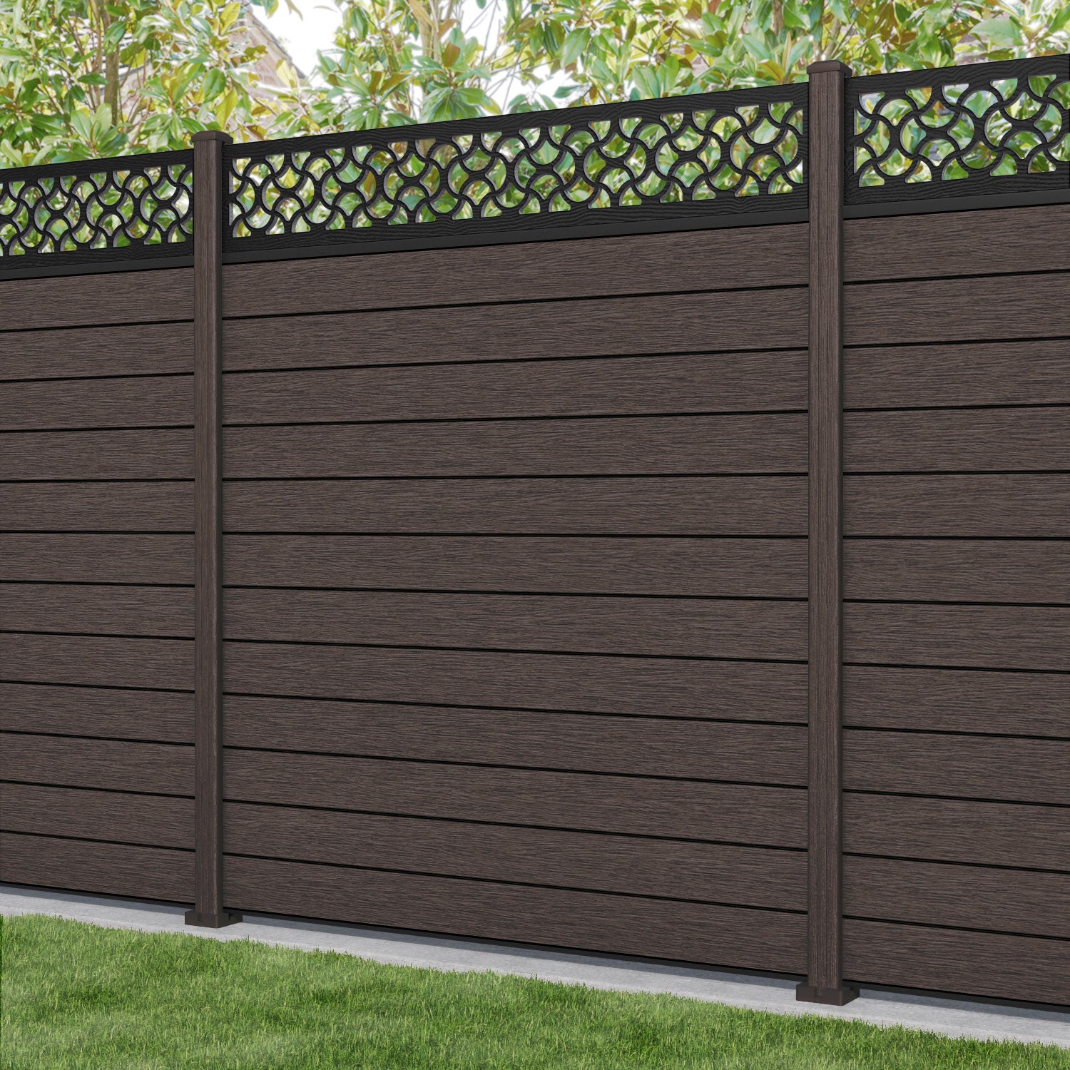 Fusion Vida Fence Panel - Mid Brown - with our composite posts