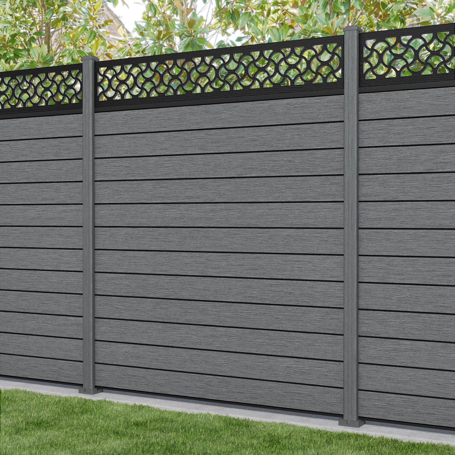 Fusion Vida Fence Panel - Mid Grey - with our composite posts