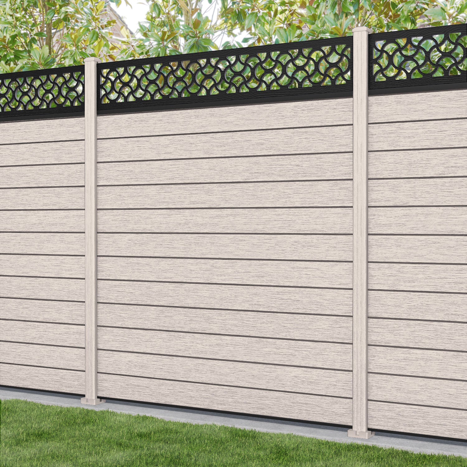 Fusion Vida Fence Panel - Mid Stone - with our composite posts
