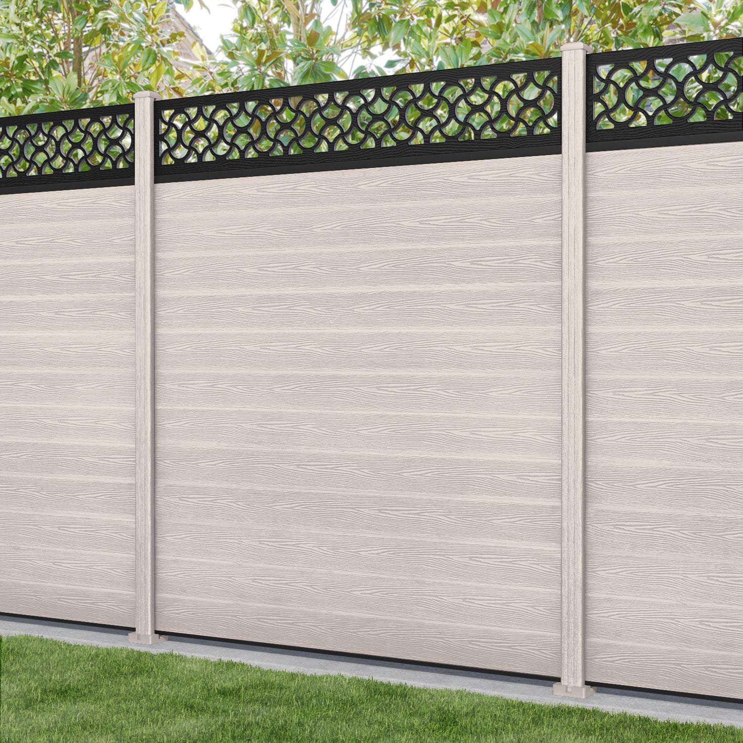Classic Vida Fence Panel - Mid Stone - with our composite posts