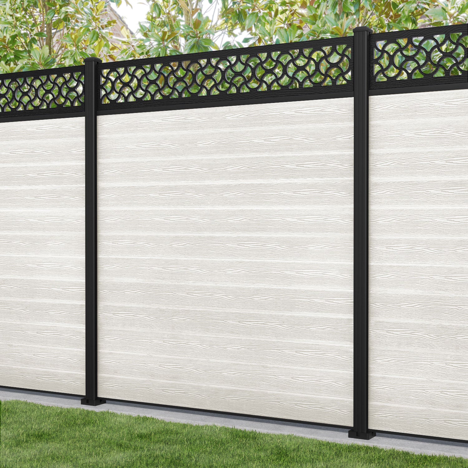 Classic Vida Fence Panel - Light Stone - with our aluminium posts