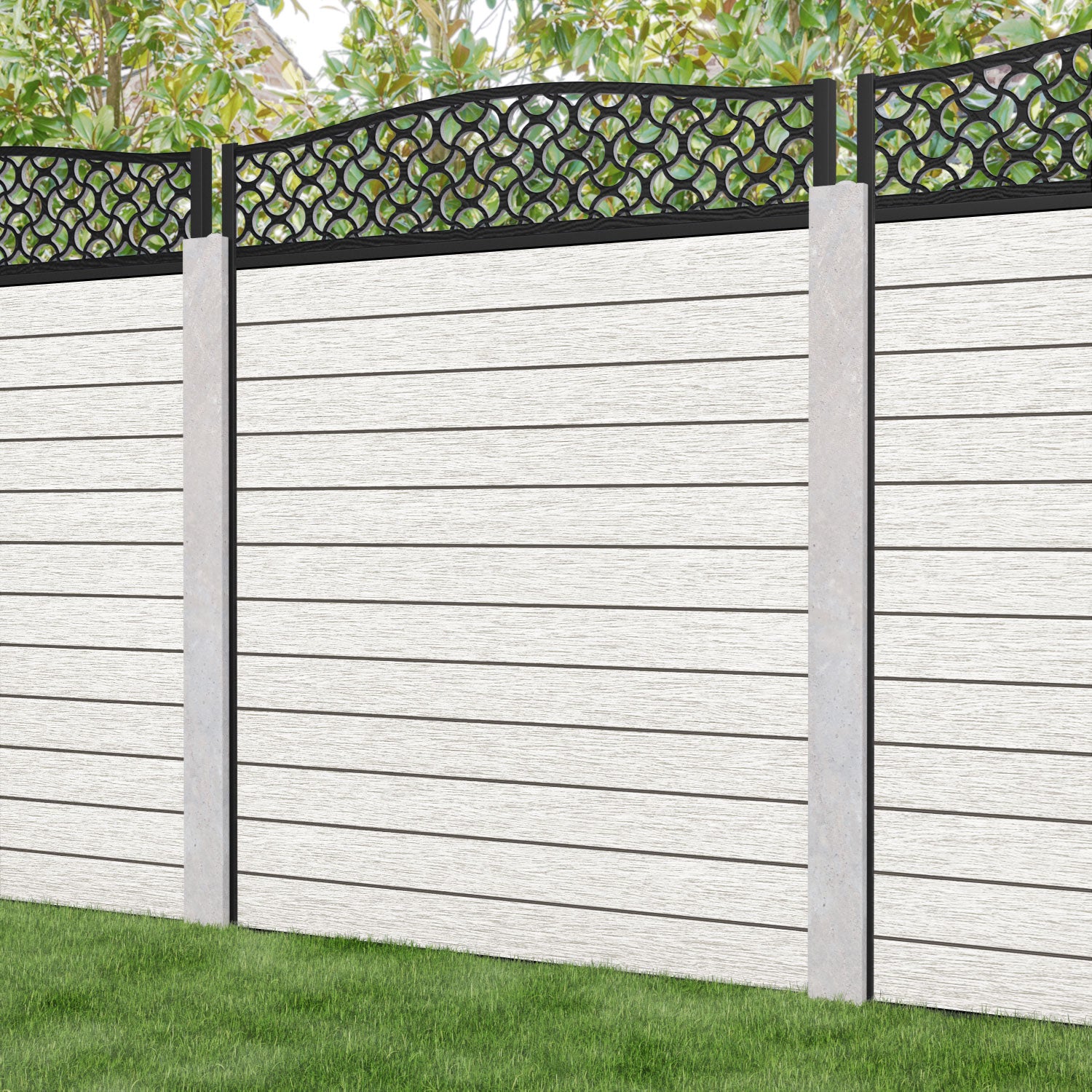 Fusion Vida Curved Top Fence Panel - Light Stone - for existing concrete posts