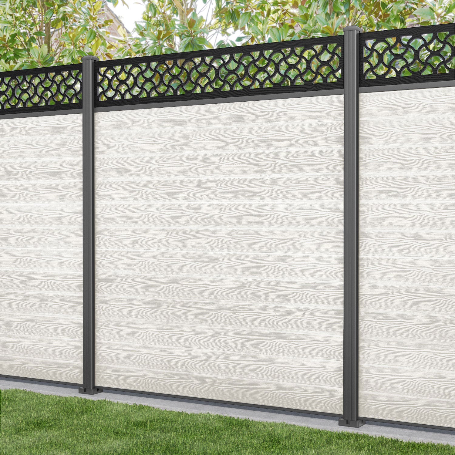 Classic Vida Fence Panel - Light Stone - with our aluminium posts