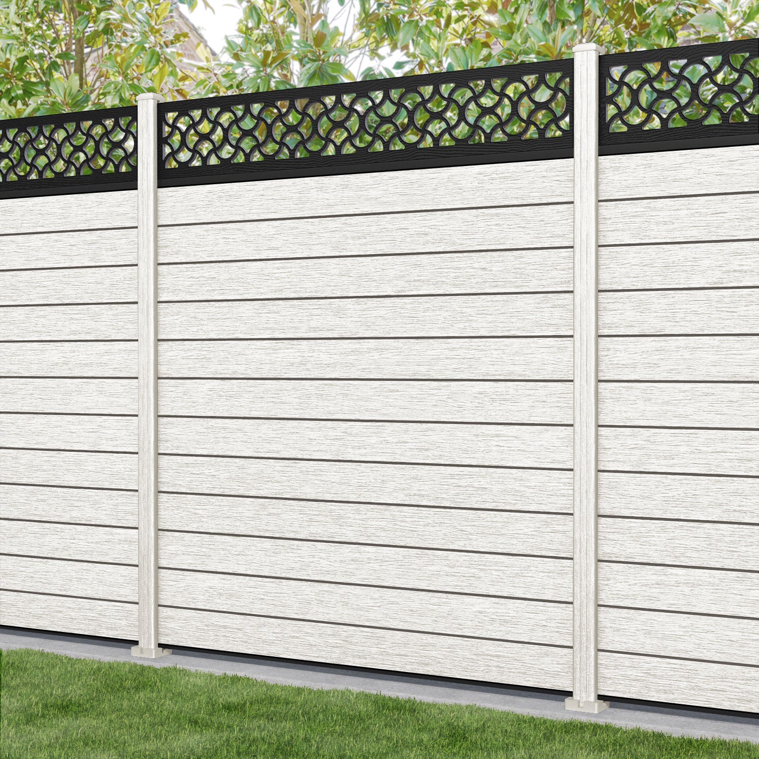 Fusion Vida Fence Panel - Light Stone - with our composite posts