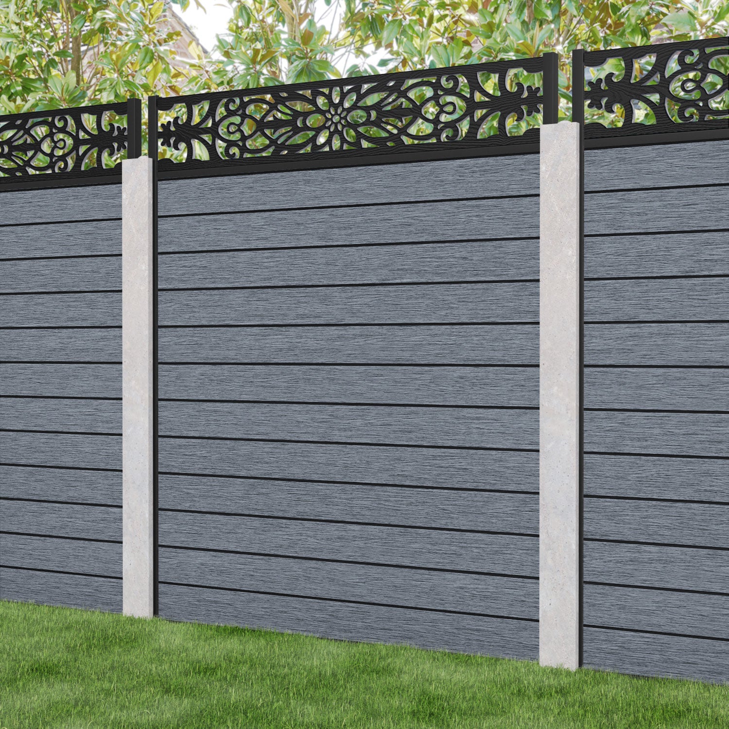 Fusion Windsor Fence Panel - Anthracite - for existing concrete posts