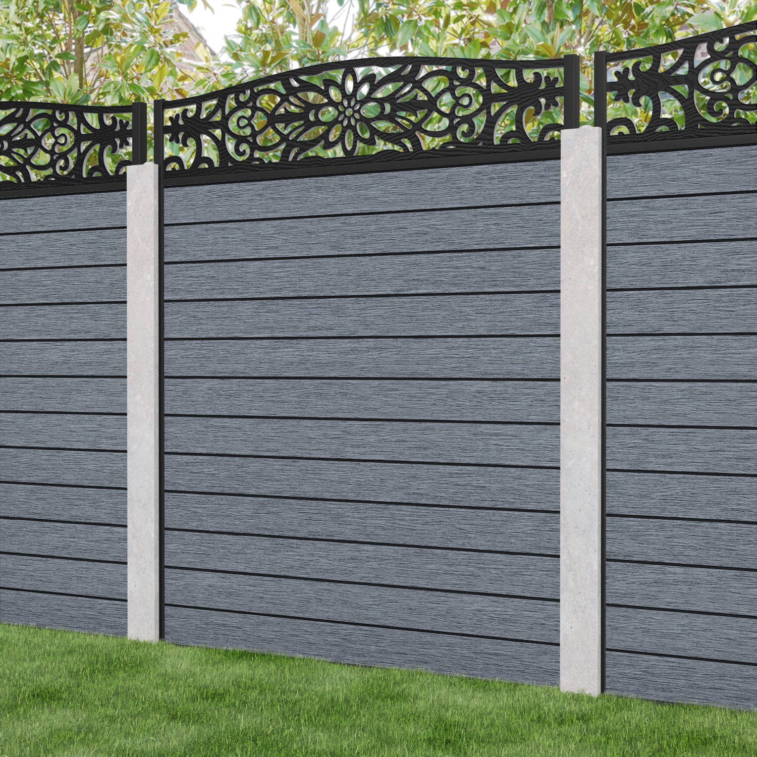 Fusion Windsor Curved Top Fence Panel - Anthracite - for existing concrete posts