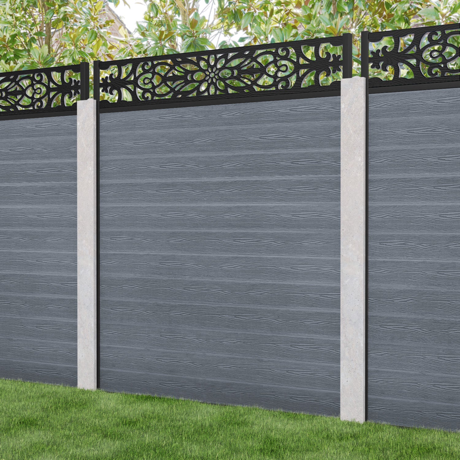 Classic Windsor Fence Panel - Anthracite - for existing concrete posts