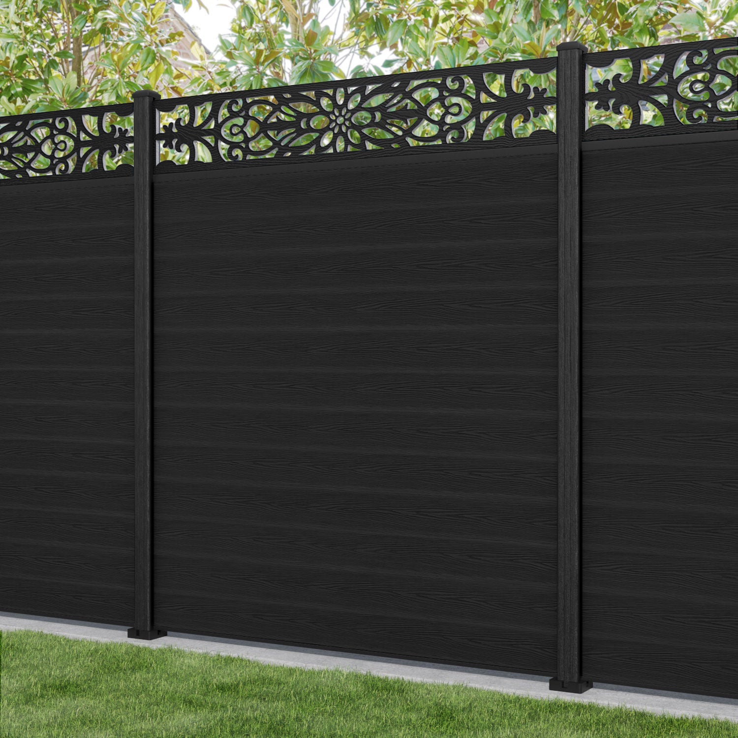 Classic Windsor Fence Panel - Black - with our composite posts