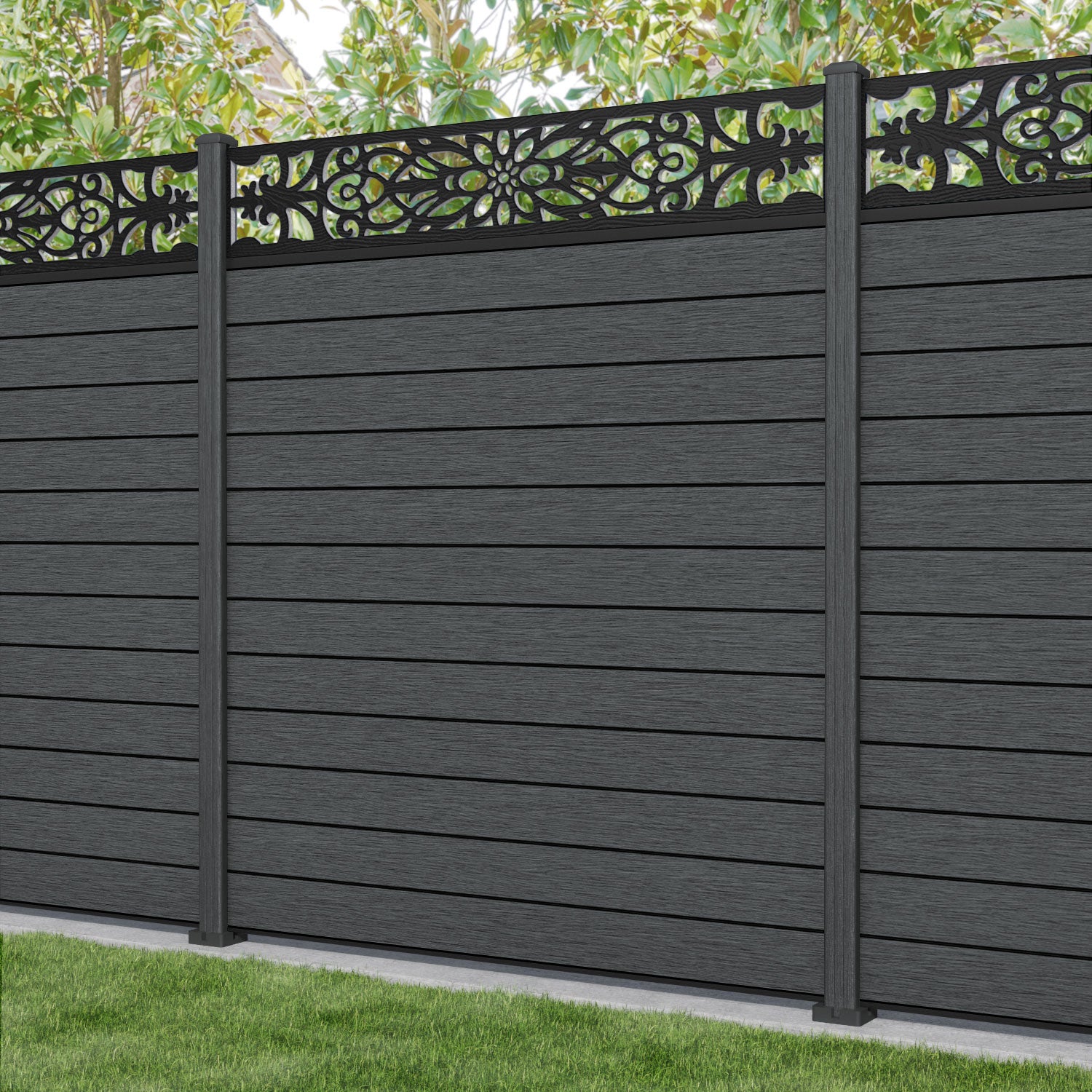 Fusion Windsor Fence Panel - Dark Grey - with our composite posts