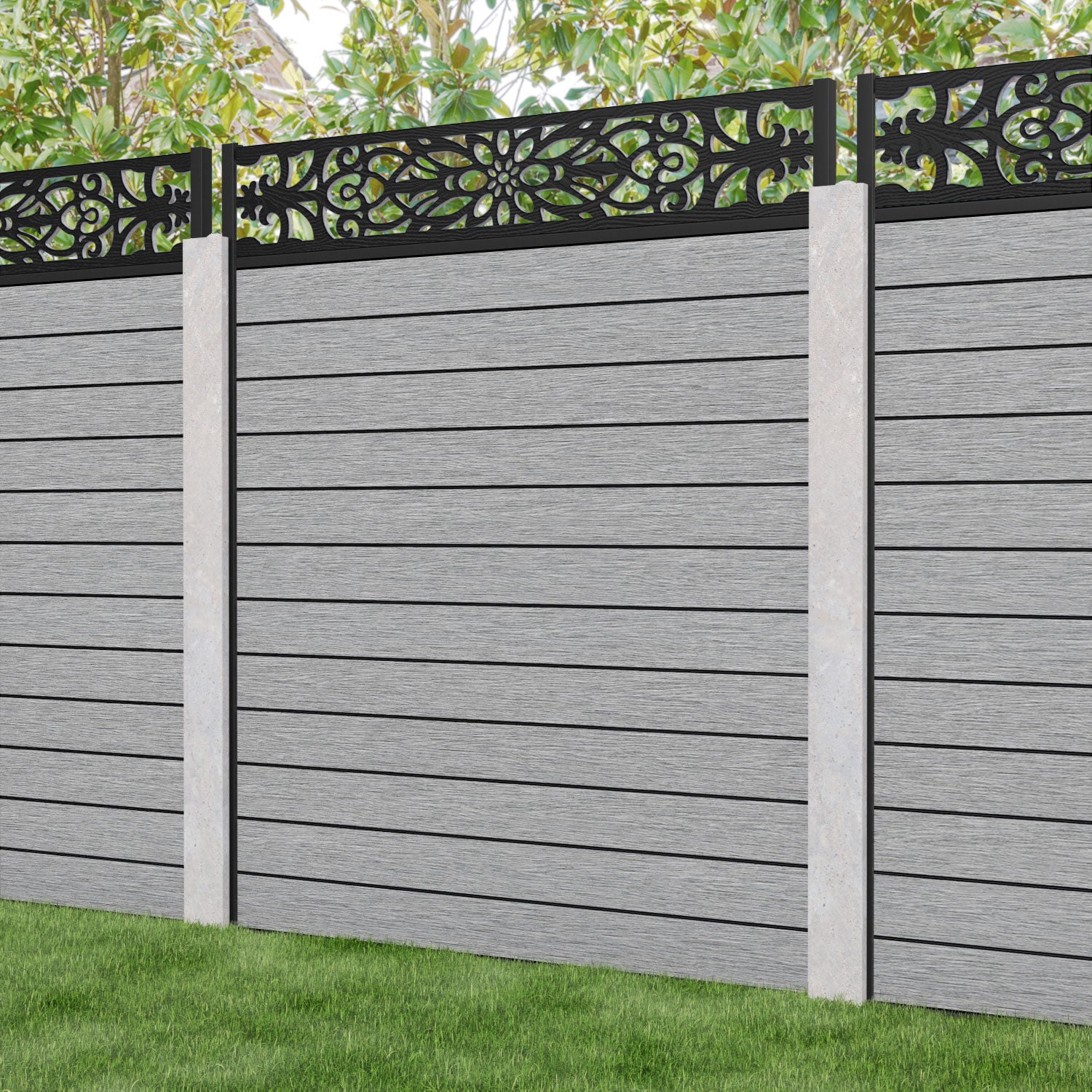 Fusion Windsor Fence Panel - Light Grey - for existing concrete posts