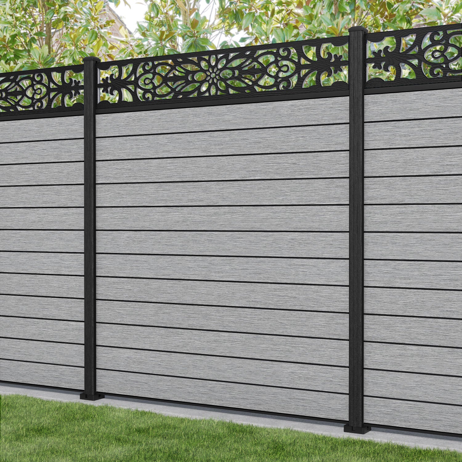 Fusion Windsor Fence Panel - Light Grey - with our composite posts