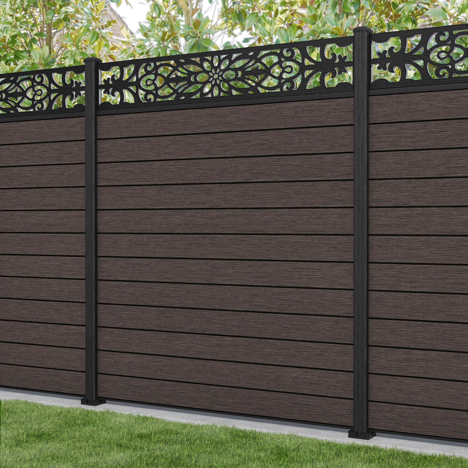 Fusion Windsor Fence Panel - Mid Brown - with our composite posts