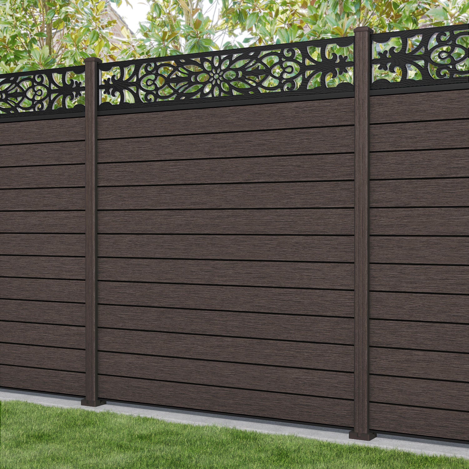 Fusion Windsor Fence Panel - Mid Brown - with our composite posts