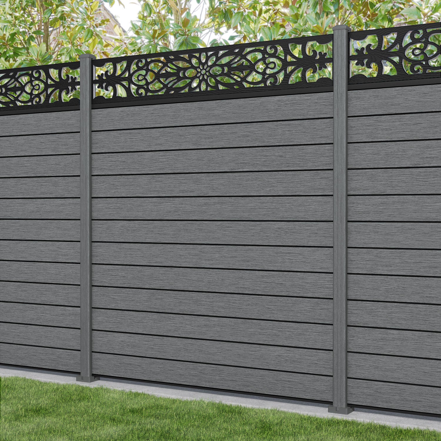Fusion Windsor Fence Panel - Mid Grey - with our composite posts