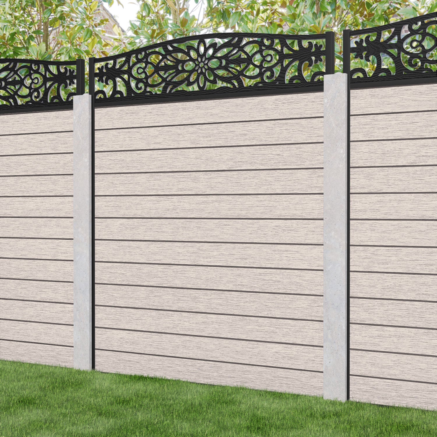 Fusion Windsor Curved Top Fence Panel - Mid Stone - for existing concrete posts
