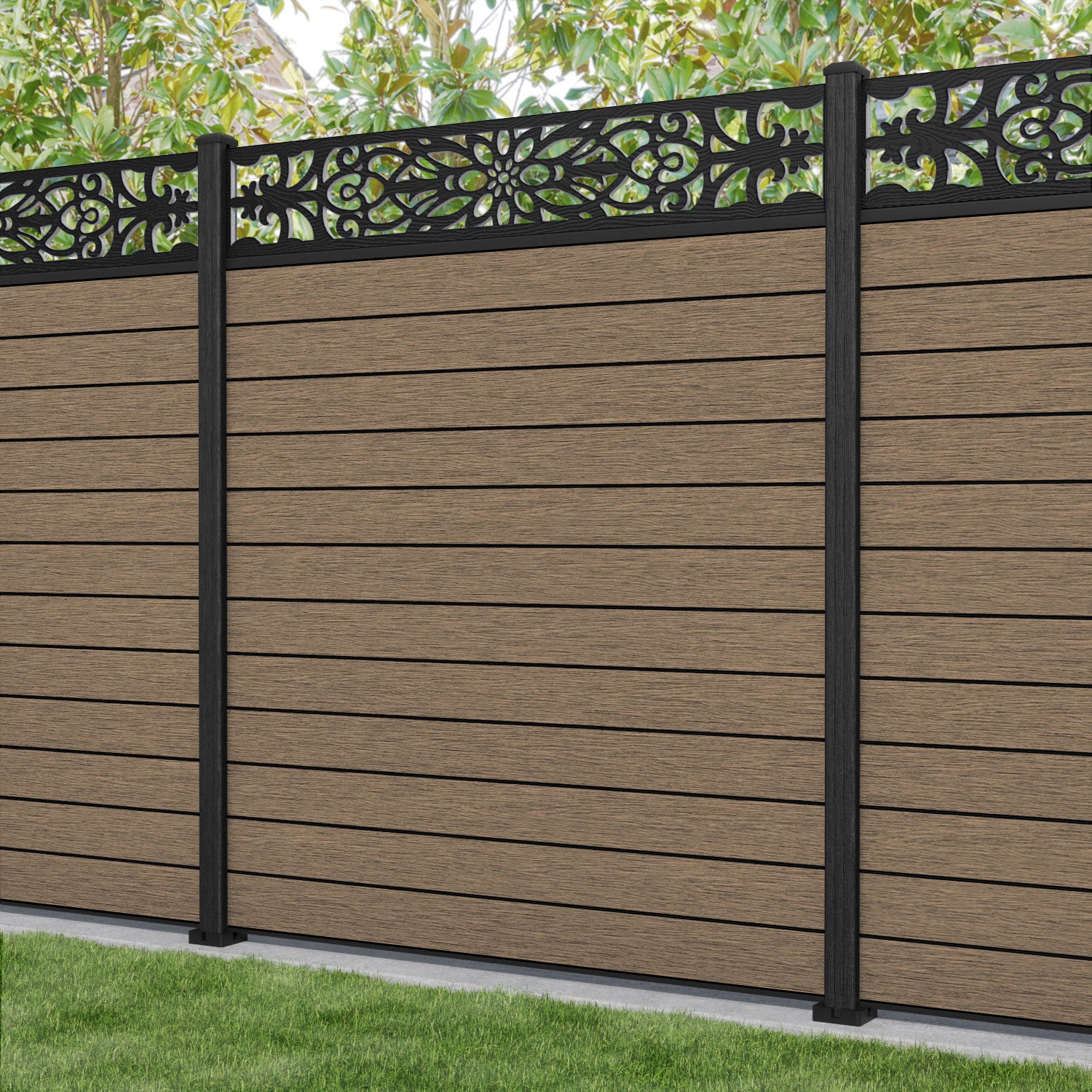 Fusion Windsor Fence Panel - Teak - with our composite posts