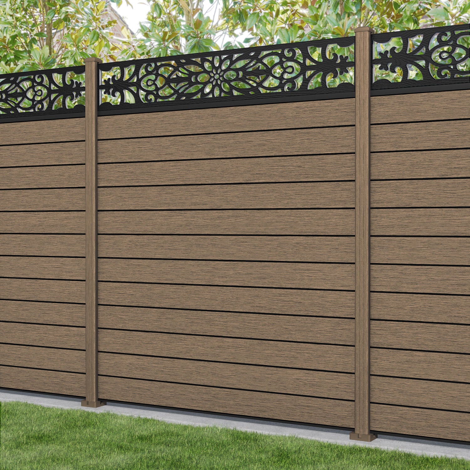 Fusion Windsor Fence Panel - Teak - with our composite posts