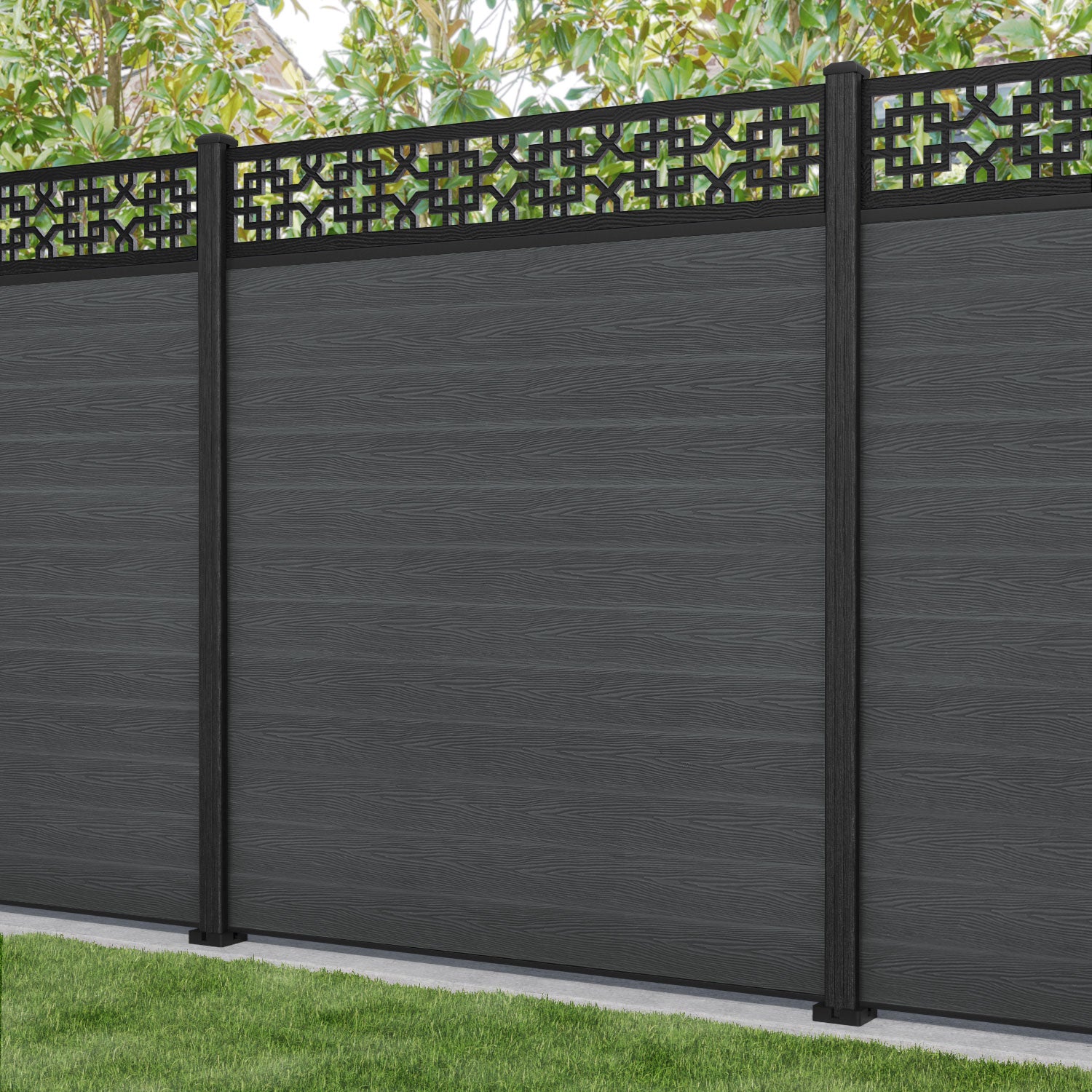 Classic Zaria Fence Panel - Dark Grey - with our composite posts