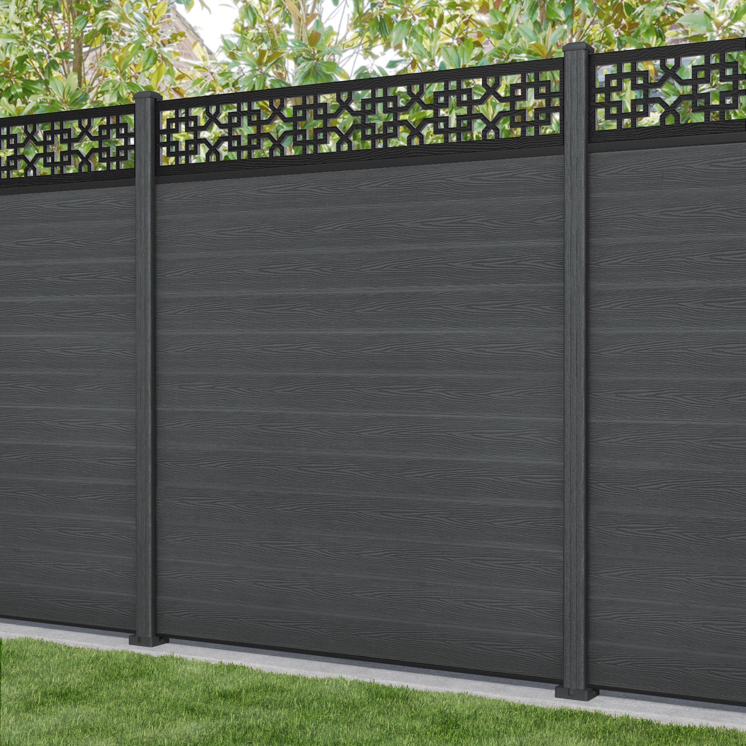 Classic Zaria Fence Panel - Dark Grey - with our composite posts