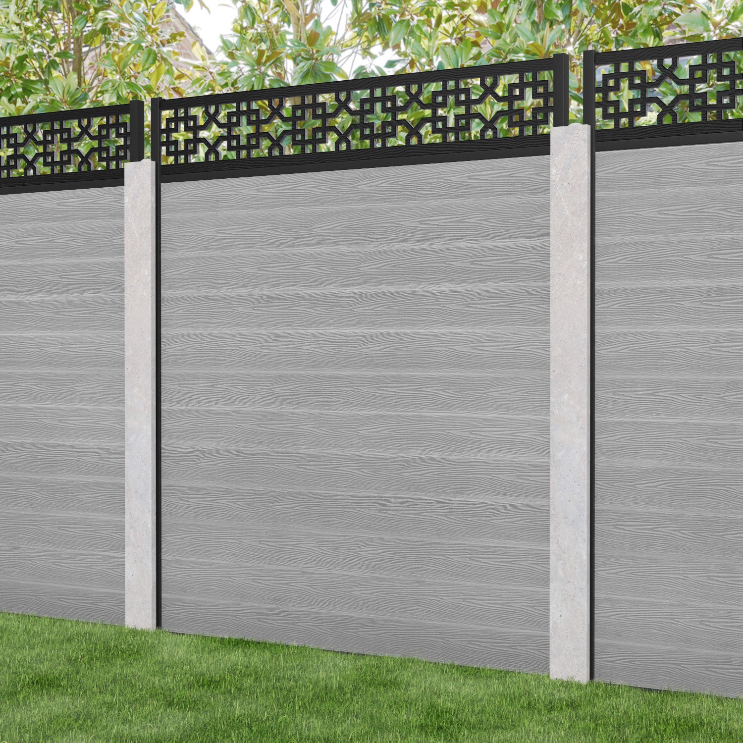 Classic Zaria Fence Panel - Light Grey - for existing concrete posts
