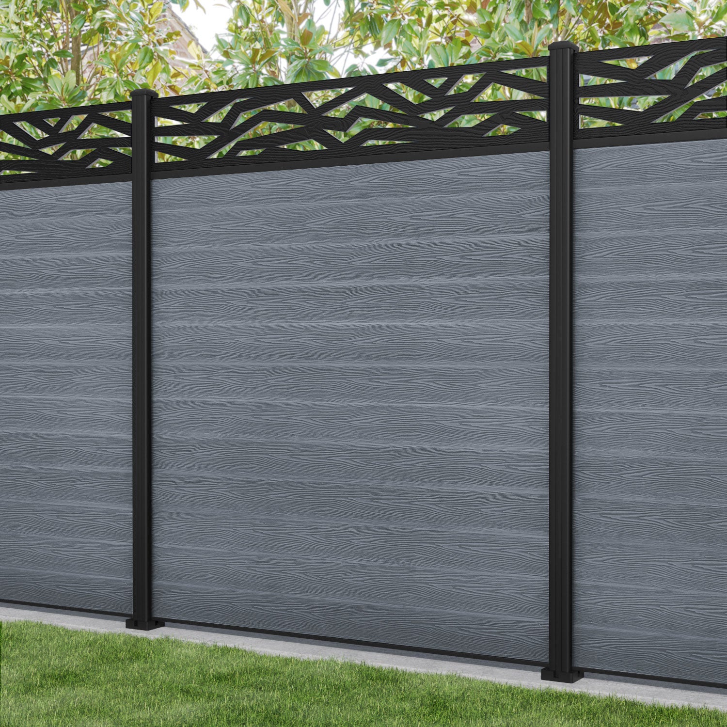 Classic Zenith Fence Panel - Anthracite - with our aluminium posts