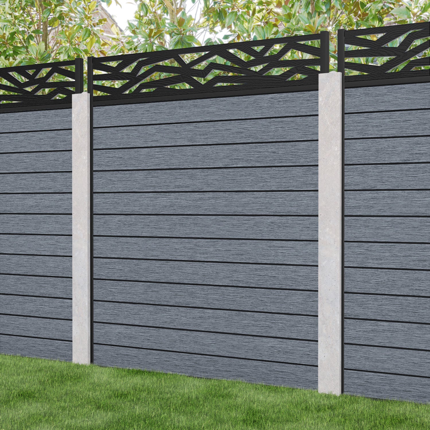 Fusion Zenith Fence Panel - Anthracite - for existing concrete posts