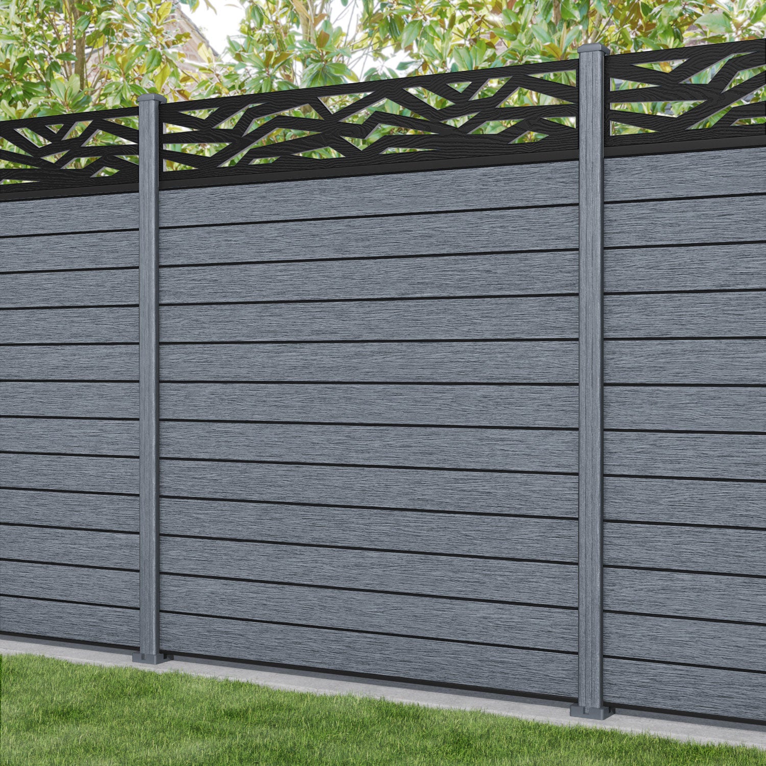 Fusion Zenith Fence Panel - Anthracite - with our composite posts