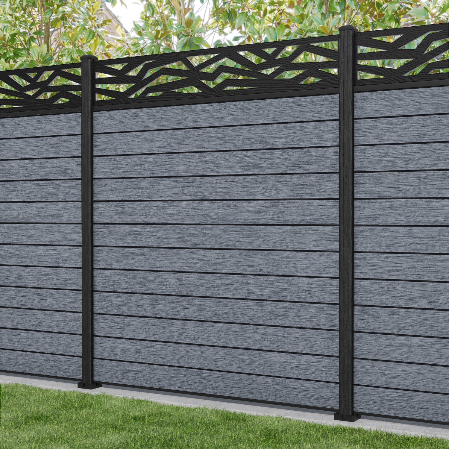 Fusion Zenith Fence Panel - Anthracite - with our composite posts