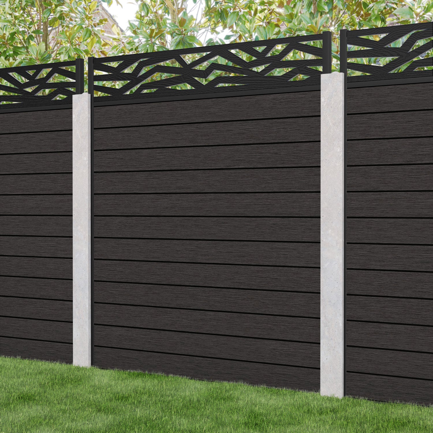 Fusion Zenith Fence Panel - Dark Oak - for existing concrete posts