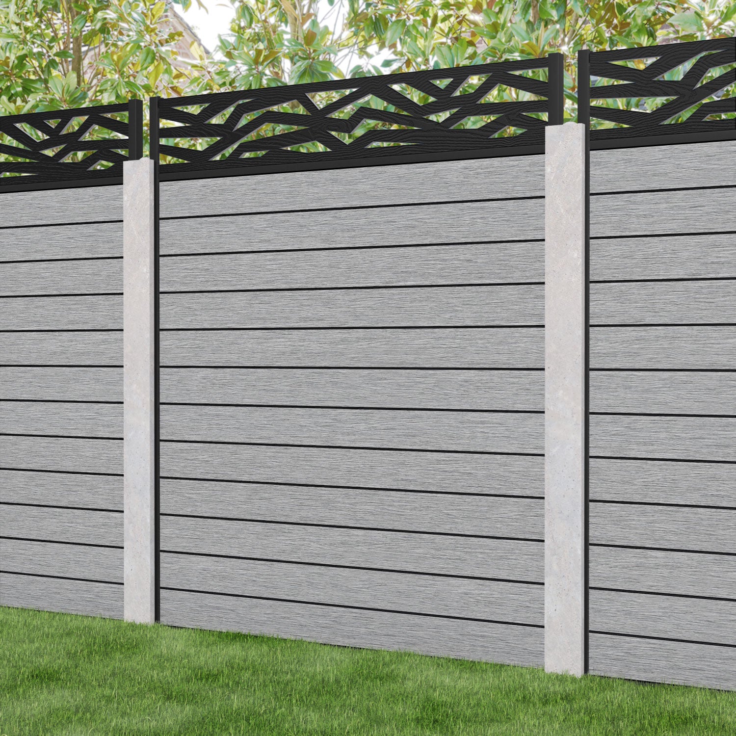 Fusion Zenith Fence Panel - Light Grey - for existing concrete posts